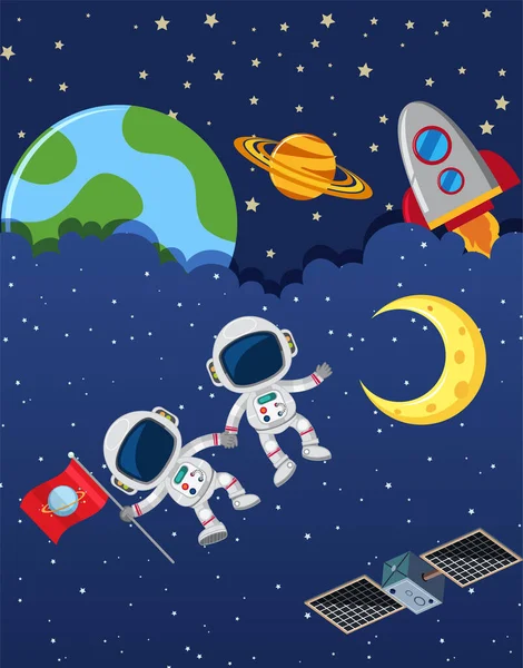 Cartoon Space Background Template Illustration — Vettoriale Stock