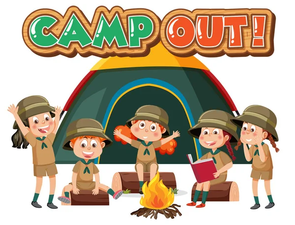 Group Children Camping Out Illustration —  Vetores de Stock