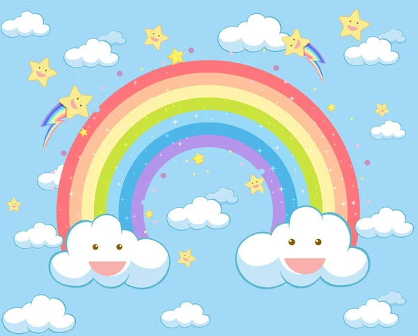 かわいいパステルの虹の背景イラスト — ストックベクタ