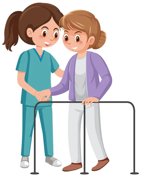 Infirmière Avec Illustration Personnage Dessin Animé Patient — Image vectorielle
