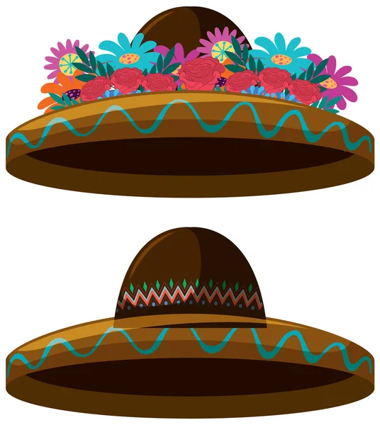 Ημέρα Των Νεκρών Μεξικάνικη Απεικόνιση Καπέλο — Διανυσματικό Αρχείο