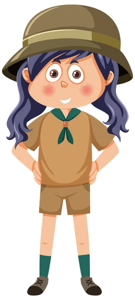 Cute Girl Scout Cartoon Character Illustration — ストックベクタ