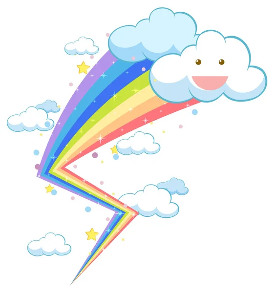 Colorful Pastel Rainbow Clouds Illustration — Stock Vector