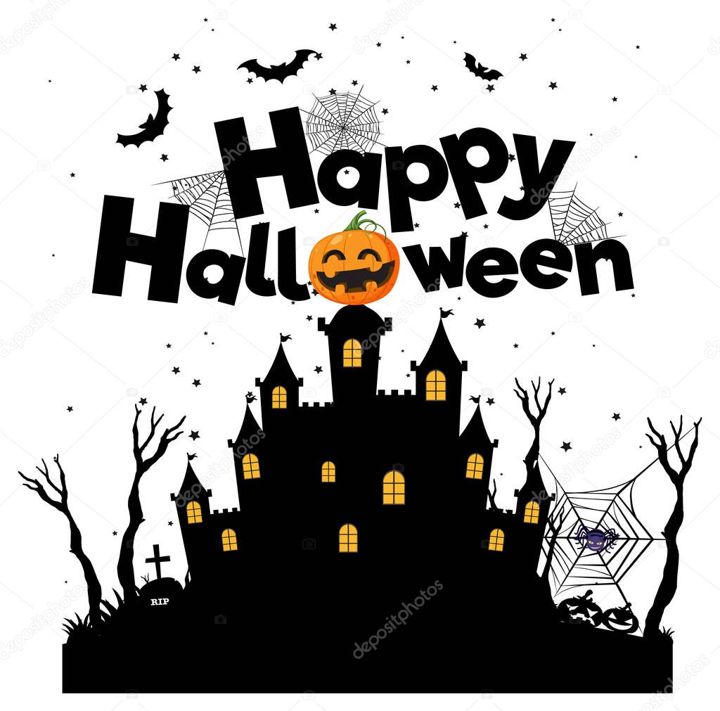 Happy Halloween Text Logo Cartoon Concept illustration