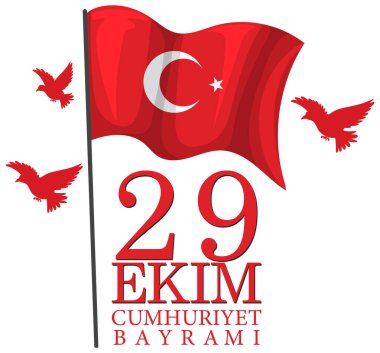 Türkiye Cumhuriyeti Günü metin tasarımı illüstrasyonu