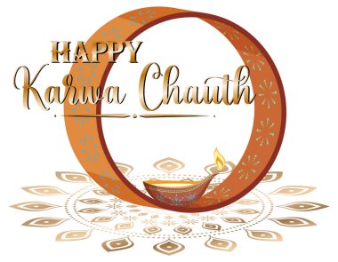 Mutlu Karva Chauth Bayrak Tasarımı İllüstrasyonu