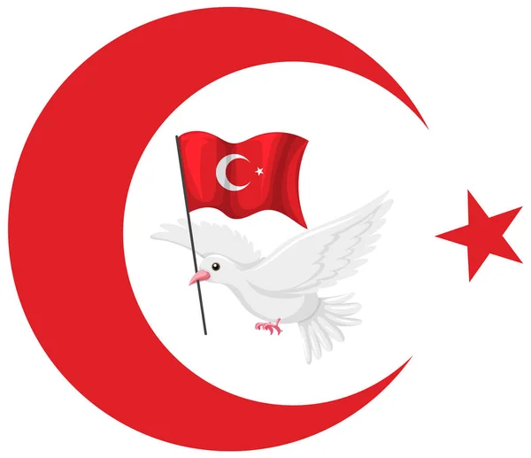 Hilal Yıldız Illüstrasyonlu Türkiye Bayrağı — Stok Vektör