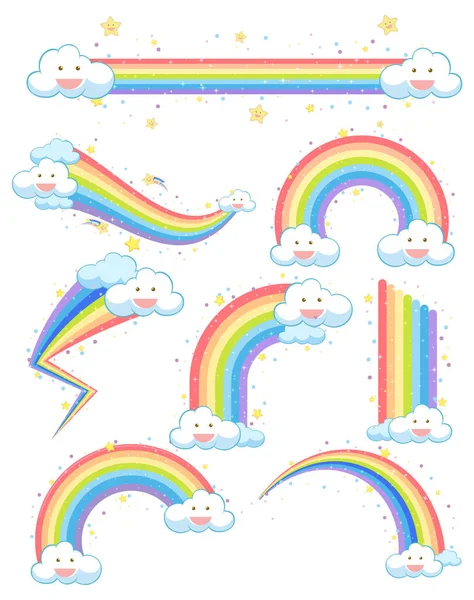 Verschillende Vormen Van Regenboog Set Illustratie — Stockvector