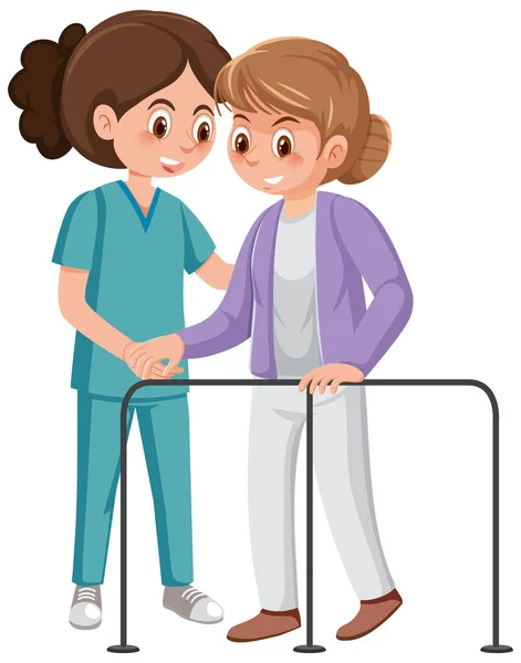 Infirmière Avec Illustration Personnage Dessin Animé Patient — Image vectorielle