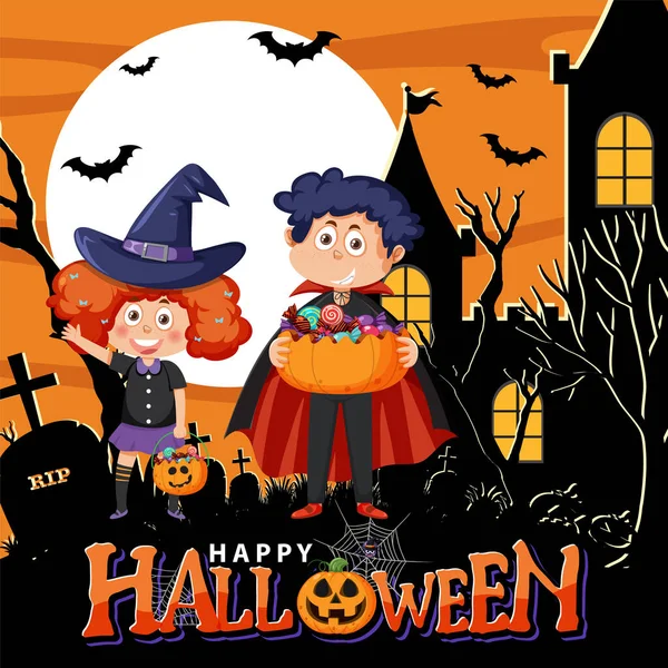 Happy Halloween Poster Template Illustration — Archivo Imágenes Vectoriales