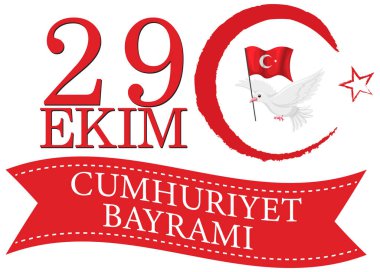 Türkiye Cumhuriyeti Günü metin tasarımı illüstrasyonu