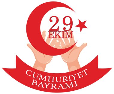Türkiye Cumhuriyeti Günü metin tasarımı illüstrasyonu