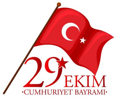 Türkiye Cumhuriyeti Günü metin tasarımı illüstrasyonu