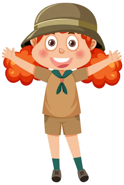 Cute Girl Scout Cartoon Character Illustration — Stock Vector