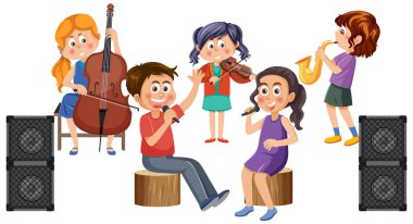 Orkestra orkestrası müzik enstrümanları illüstrasyonu