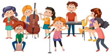 Orkestra orkestrası müzik enstrümanları illüstrasyonu