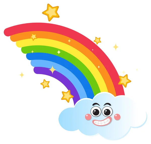 漫画風イラストで雲と虹 — ストックベクタ