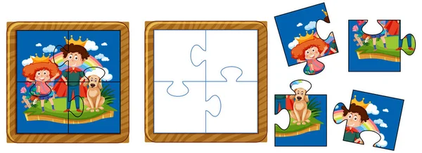 Une Illustration Modèle Jeu Puzzle Photo — Image vectorielle