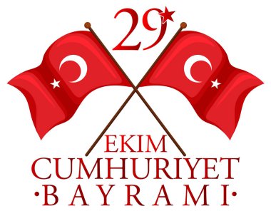 Türkiye Cumhuriyeti Günü metin tasarımı illüstrasyonu