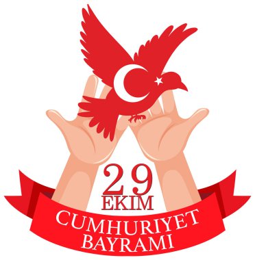 Türkiye Cumhuriyeti Günü metin tasarımı illüstrasyonu