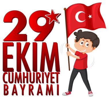 Türkiye Cumhuriyeti Günü metin tasarımı illüstrasyonu