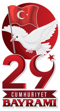 Türkiye Cumhuriyet Günü Poster Tasarımı illüstrasyonu
