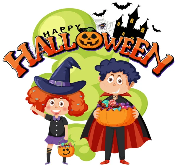 Happy Halloween Text Logo Illustration — Vector de stock