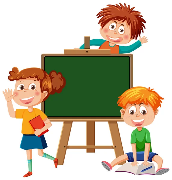 Chalkboard School Kids Template Illustration — Archivo Imágenes Vectoriales