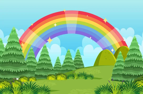 天空中彩虹的自然背景图解 — 图库矢量图片