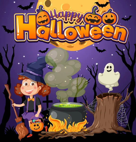 Happy Halloween Poster Template Illustration — Vector de stock