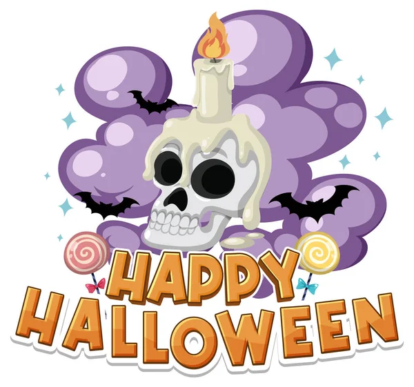 Καλή Halloween Λέξη Την Εικόνα Κερί Κρανίο — Διανυσματικό Αρχείο