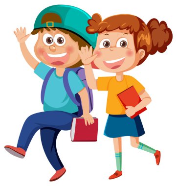 Couple kids cartoon character illustration