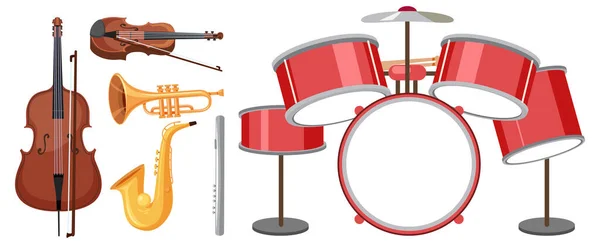 Conjunto Instrumentos Musicales Ilustración — Archivo Imágenes Vectoriales