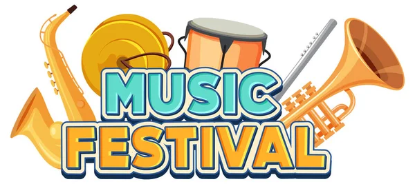 Testo Del Festival Musicale Illustrazione Poster Banner Design — Vettoriale Stock