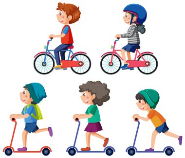Children doing different activities set illustration