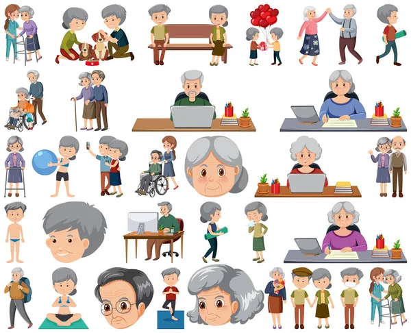 Sammlung Von Ikonen Für Ältere Menschen — Stockvektor