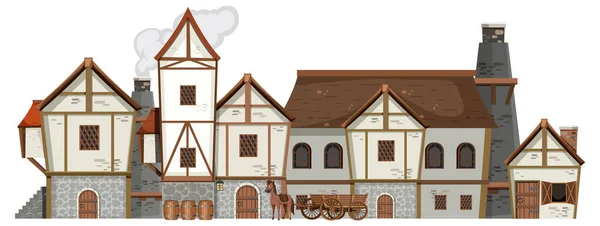 Medieval Ancient Building White Background Illustration — Image vectorielle