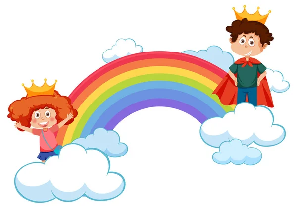 Szczęśliwe Dzieci Tęczą Ilustracji — Wektor stockowy