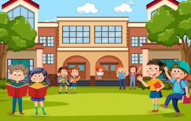 Okuldaki mutlu çocuklar