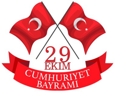 Türkiye Cumhuriyeti Günü metin tasarımı illüstrasyonu