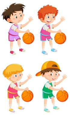 Basketbol çizgi filmi çizen bir çocuk.