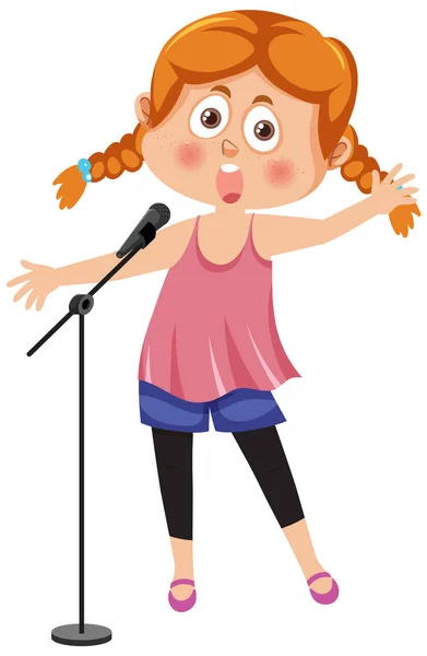 Singer Girl Cartoon Character Illustration — Image vectorielle