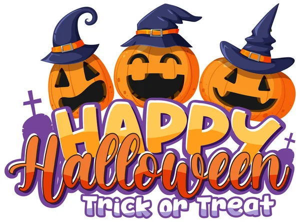 Happy Halloween Text Logo Illustration — Archivo Imágenes Vectoriales