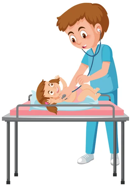 Pediatrician Doctor Examining Baby Illustration — Stock Vector