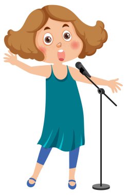 Singer girl cartoon character illustration