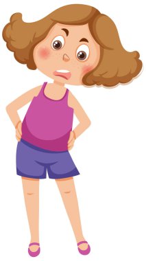 Kaşlarını çatan kız ayakta akimbo poz veriyor