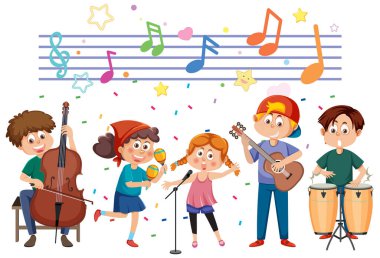 Çocuk müzik aleti illüstrasyon oyun