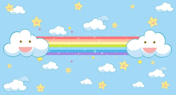 Schattig Pastel Regenboog Achtergrond Illustratie — Stockvector