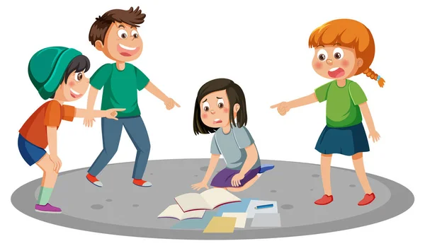 Children Teasing Friend Illustration — Stock Vector