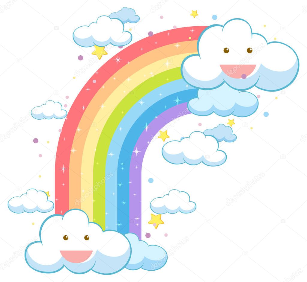 Colorido Arco Iris Pastel Con Ilustración Nubes Vector de stock por ©brgfx  616031374, image size:1024x943